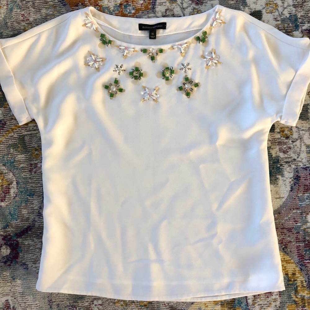 💚Beautiful Banana Republic Jeweled blouse, XS💚